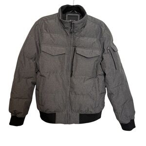 DKNY Men’s Quilted Bomber Jacket Gray Size Small Utility Streetwear Gorpcore